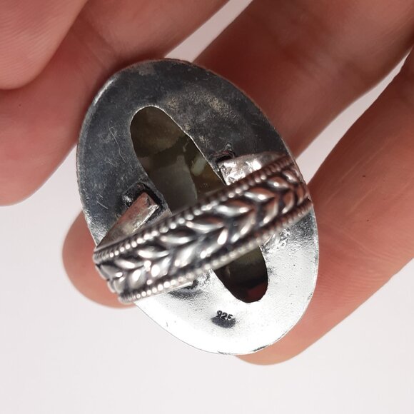 925 stamped silver ring with composite Bumblebee Jasper gemstone - Picture 4 of 4